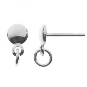 Clous d'oreilles disque avec anneau, argent 925