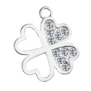 Pendentif - tr&egrave;fle avec cristaux GAVBARI*argent AG 925*CHARM 82 ver.2 13x15 mm