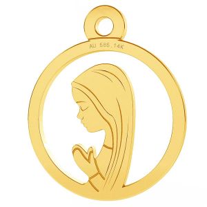 Notre médaillon de dame Fatima pendentif, or 14K, LKZ-00661 - 0,30