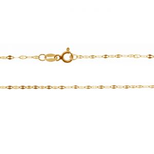 Chaîne dorée avec cadenas, tissage ankara, plaque écrasée*or AU 585*SG-FBL 030 45 cm
