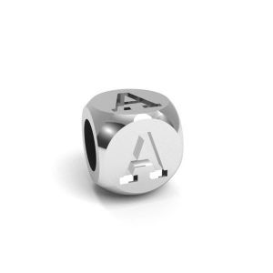 Pendentif - cube avec lettre A*argent 925*CUBE A 4,8x4,8 mm