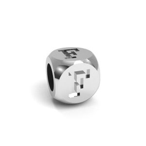 Pendentif - cube avec lettre F*argent 925*CUBE F 4,8x4,8 mm