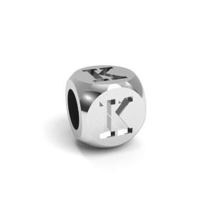 Pendentif - cube avec lettre K*argent 925*CUBE K4,8x4,8 mm