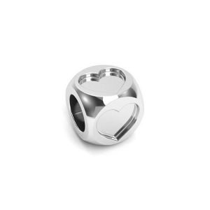 Pendentif - cube avec symbole du coeur*argent 925*CUBE HEART 4,8x4,8 mm
