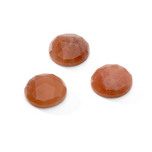 Pierre ronde, dos plat, ROUND ROSE CUT 14,9 mm Peach moonstone, GAVBARI