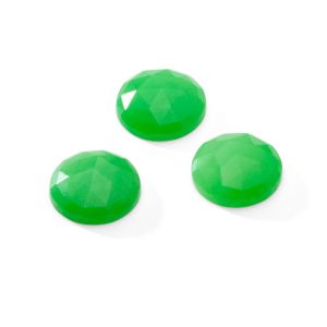 Pierre ronde, dos plat, ROUND ROSE CUT 14,9 mm light green Jade, GAVBARI