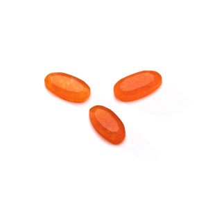 Pierre ovale, dos plat, 5x10 mm Jade orange, GAVBARI