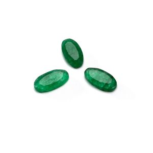 Pierre ovale, dos plat, 5x10 mm Jade vert foncé, GAVBARI