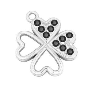 Pendentif trèfle avec Gavbari cristaux, argent 925, CHARM 82 ver.3 13x15 mm