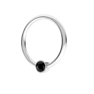 Pendentif rond avec cristal noir, argent 925, ODL-00703 13,5 mm ver.3
