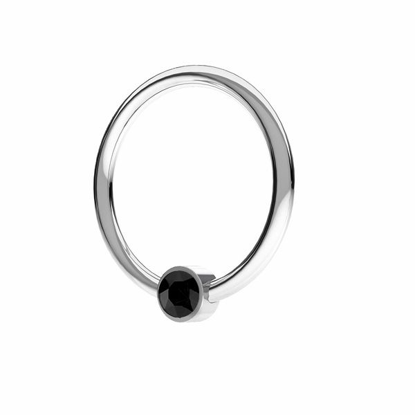 Pendentif rond avec cristal noir, argent 925, ODL-00703 13,5 mm ver.3