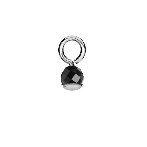 Pendentif - pierre noire ronde 3mm, argent 925, EL 39 3,5x7,5 mm