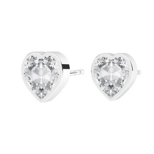 Boucles d'oreilles coeur en cristal, argent, KLS ODL-01044 6,4x6,8 ver.2 mm
