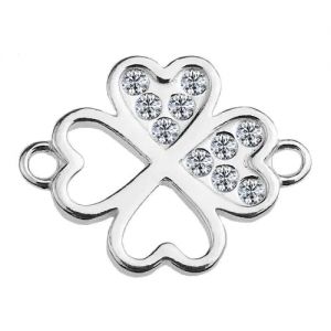 Pendentif connecteur - tr&egrave;fle avec cristaux GAVBARI*argent AG 925*CON 2 ODL-01074 ver.2 13x17 mm