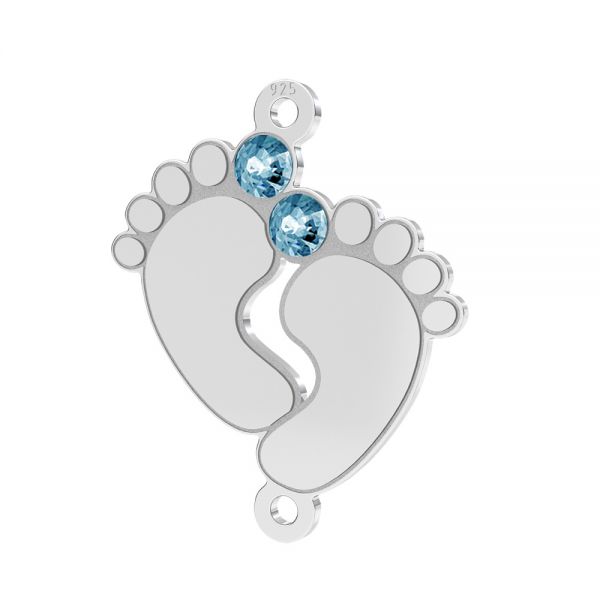 Pendentif connecteur - pied de bébé avec cristal bleu Preciosa*argent AG  925*LKM-3315 - 0,50 9x17 mm (cristal aqua) - SILVEXCRAFT