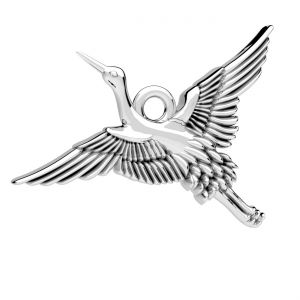 Oiseau grue, pendentif, argent 925, ODL-01309 19x23,4 mm