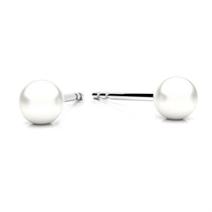 Boucle d'oreille tige - perle 4 mm, argent 925, KLS-38 4x16,2 mm