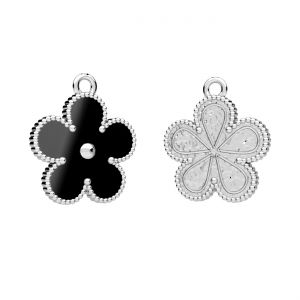 Fleur pendentif, r&eacute;sine noire*argent 925*CON-1 ODL-01375 15x17,3 mm ver.2