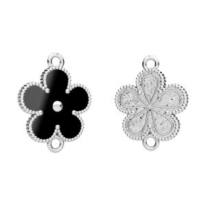 Fleur pendentif, r&eacute;sine noire*argent 925*CON-2 ODL-01377 15x19,3 mm ver.2