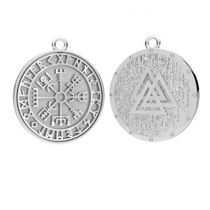 Boussole runique Viking - Vegvisir pendentif, socle en résine*argent 925*CON-1 OWS-00563 18,2x20,8 mm