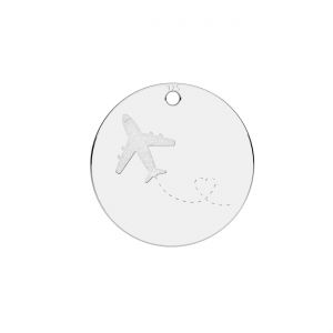 Pendentif rond avion*argent 925*LKM-3335 - 0,50 12x12 mm