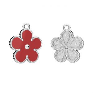 Pendentif - fleur de myosotis, avec de la r&eacute;sine rougeargent AG 925*CON-1 ODL-01375 15x17,3 mm ver.3