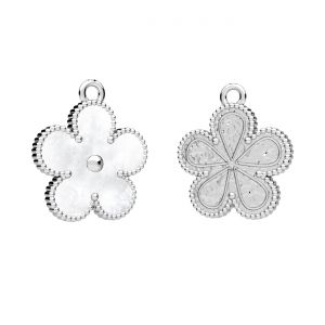Pendentif - Fleur Myosotis avec R&eacute;sine Blanche AG 925*CON-1 ODL-01375 15x17,3 mm ver.4