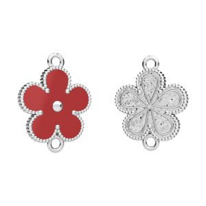 Pendentif connecteur - fleur, avec r&eacute;sine rouge*argent 925*CON-2 ODL-01377 15x19,3 mm ver.3