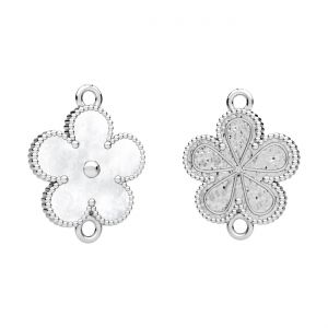 Pendentif connecteur - fleur, avec r&eacute;sine blanche*argent 925*CON-2 ODL-01377 15x19,3 mm ver.4