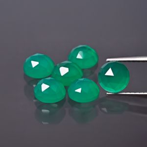 Pierre ronde, taille rose - Agate verte 4 MM