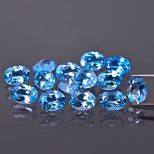 Pierre ovale, cône - topaze bleu Swiss 6x4 MM