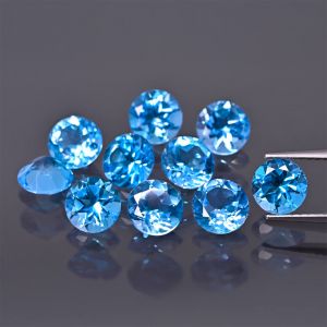 Pierre ronde, cône - Topaze Swiss Blue 6 MM