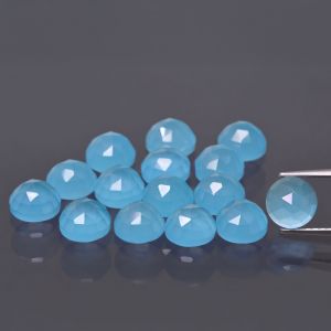 Pierre ronde, taille rose - Agate bleue 4 MM