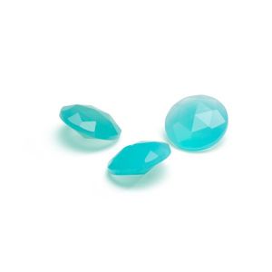 Pierre ronde, taille rosette cône - Calcédoine turquoise 12 MM