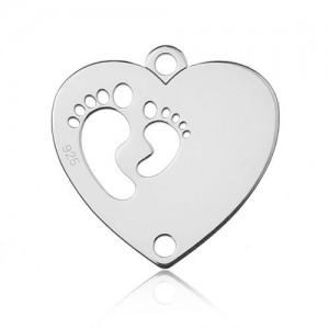 Connector pendant - heart with baby feet for engraving*sterling silver AG 925*BL 577 - 0,4 mm