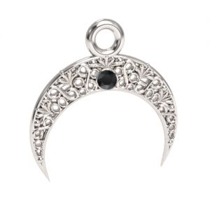 Pendentif ajour&eacute; - lune avec pierre Jet*argent AG 925*S-CHARM 755 JET
