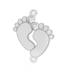 Pendentif connecteur - pieds de b&eacute;b&eacute; avec cristaux roses Preciosa*argent AG 925*LKM-3314 - 0,50 16x19,5 mm (crystal)