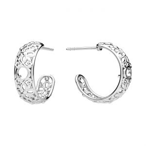 Clou d'oreille - semi-circulaire, sertissage pour pierres naturelles rondes, c&ocirc;ne 6 mm*argent AG 925*KLS OWS-01344 5,1x16,0 mm